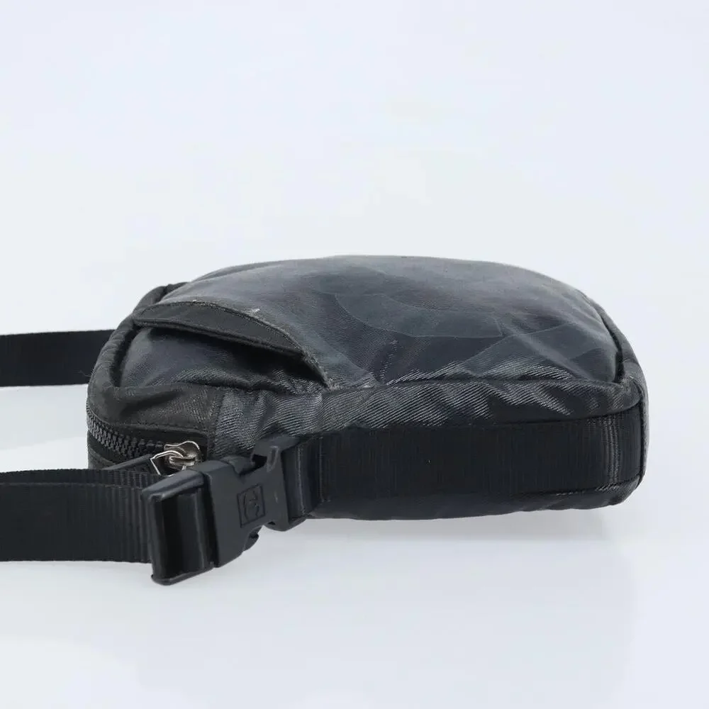 Chanel Coated Canvas Shoulder Bag Black